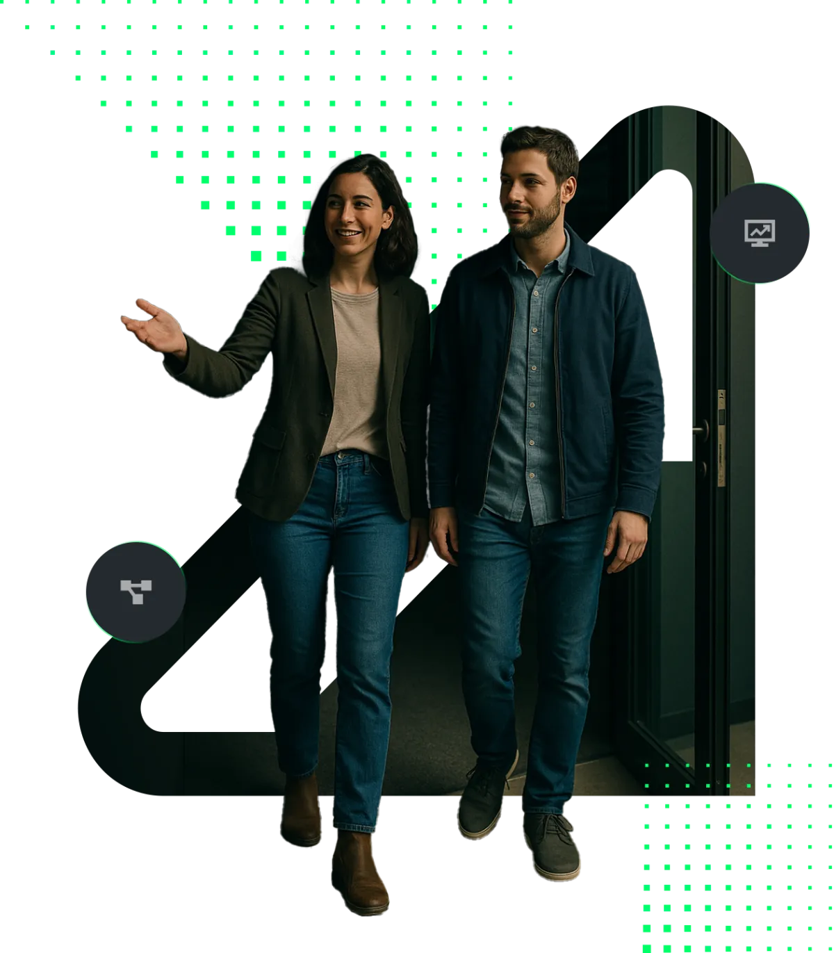 One person showing another the way to success