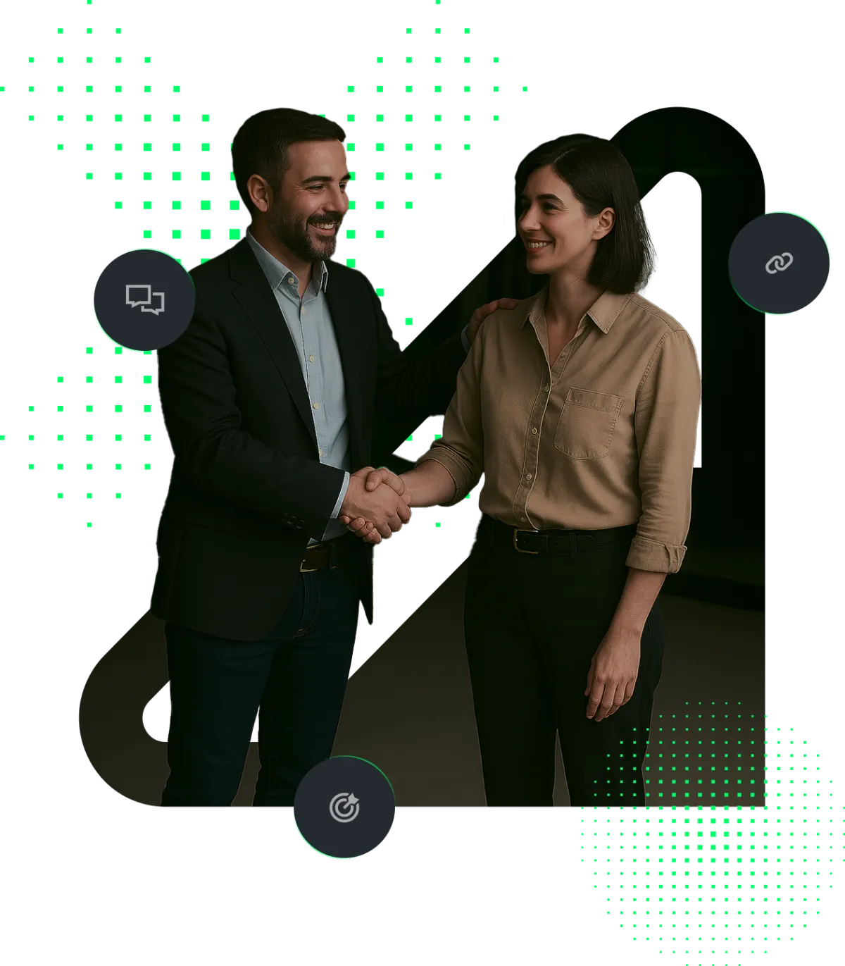 Zwei Menschen beim Hände schütteln